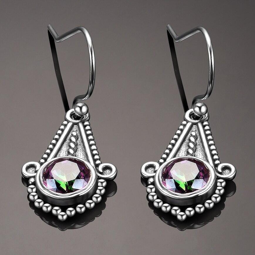 Adorable Rainbow Mystic Topaz Drop Earrings - 925 Sterling SilverEarrings