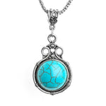 Calming Turquoise Silver Pendant NecklaceNecklaceA