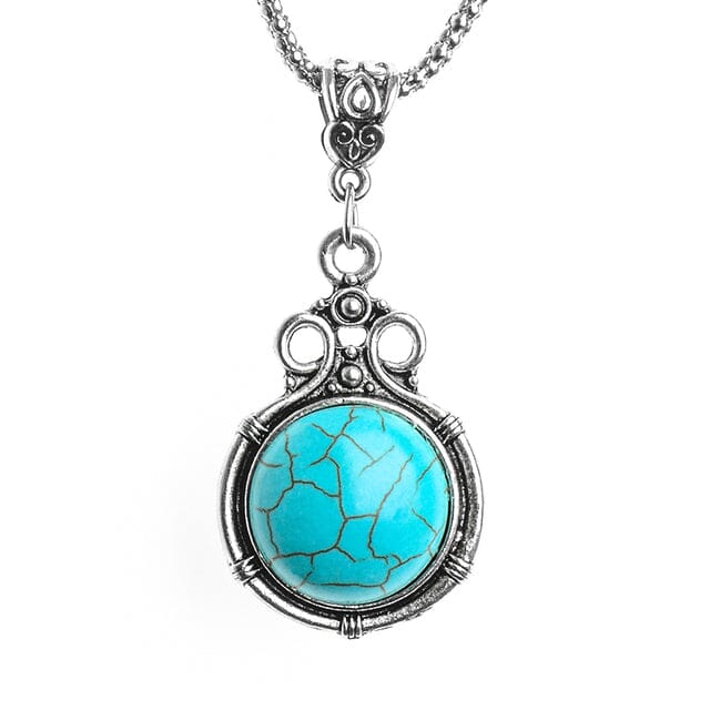 Calming Turquoise Silver Pendant NecklaceNecklaceA