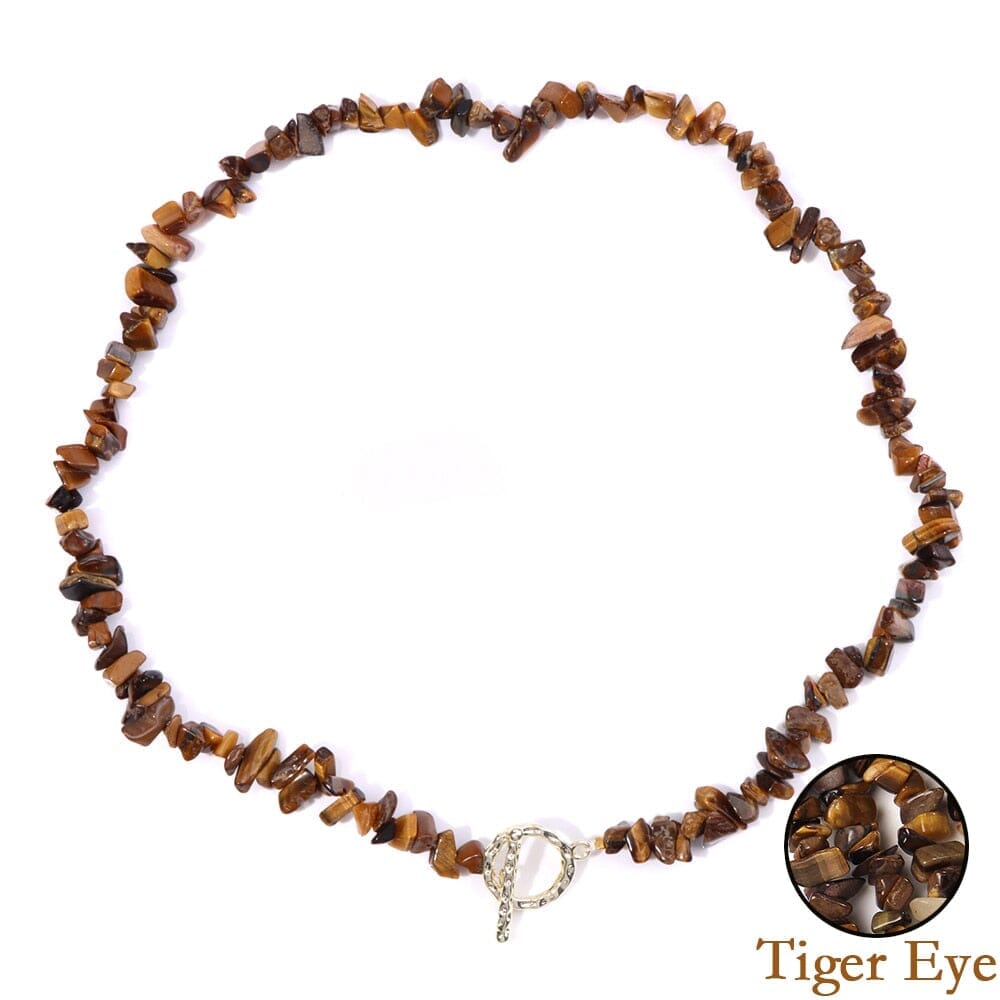 Boho Fashion Aventurine and other Stone Chips ChokerNecklace28 Tiger Eye