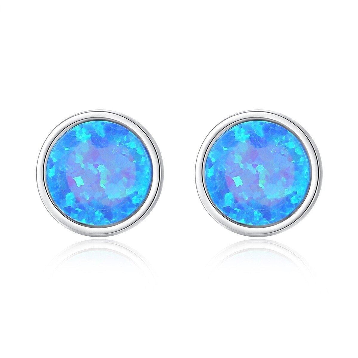 Blue Fire Opal Silver EarringsEarrings