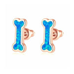 Blue and White Fire Opal Push-Back Stud EarringsEarringsRose Gold - Blue