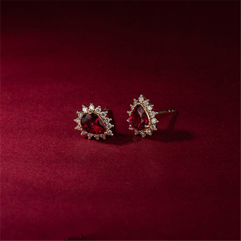 Korean Temperament Ruby Earrings - 925 Sterling SilverEarrings