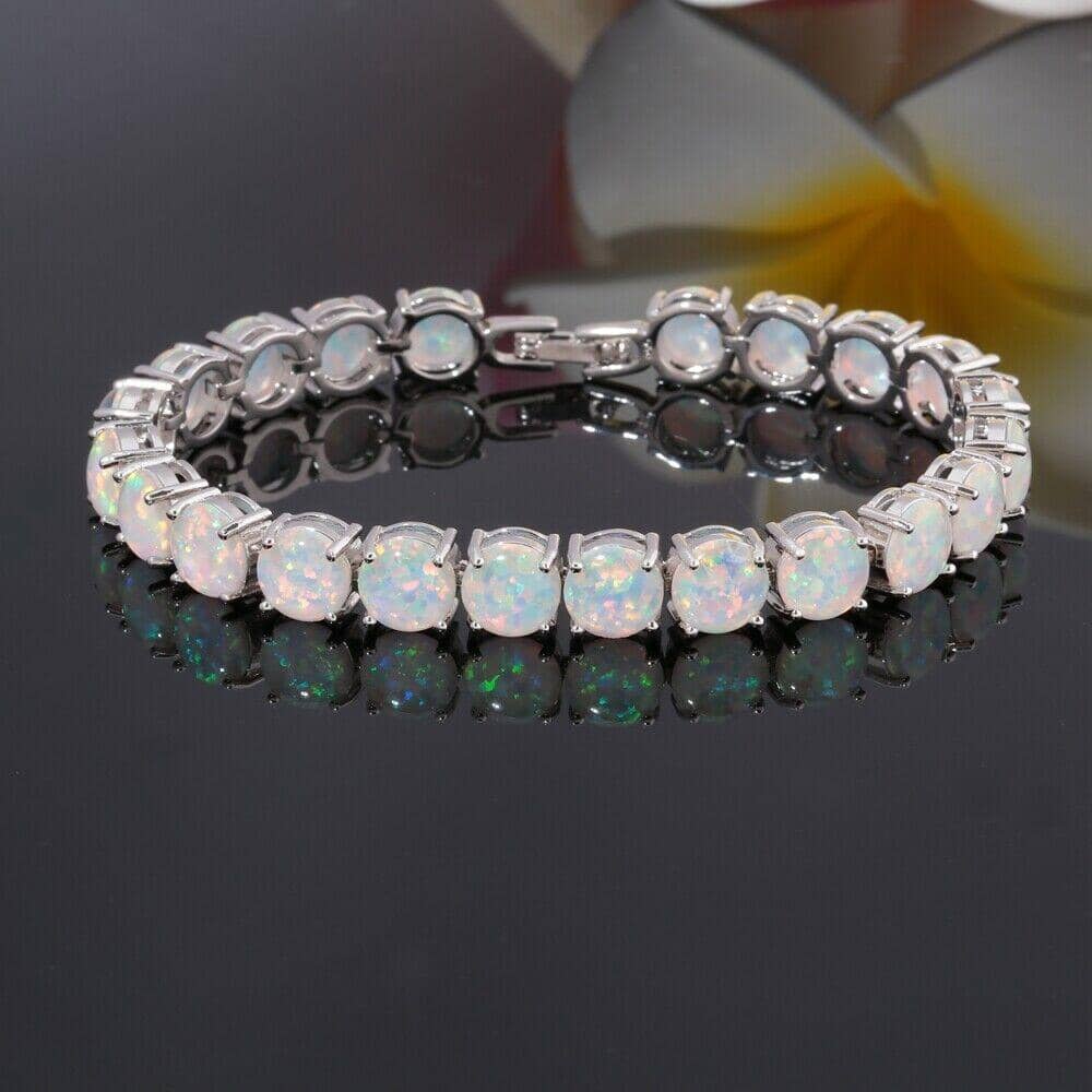 Splendid White Fire Opal Chain & Link BraceletBracelet