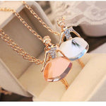 Ballerina Crystal Pendant Long Sweater Chain NecklaceNecklace