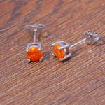 Orange Fire Opal Round Shape Stud EarringsEarrings
