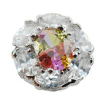 Flower Rainbow Fire Mystic Topaz CZ White Ring - 925 Sterling SilverRing