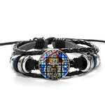 WWJD Archangel St.Michael Leather BraceletBraceletStyle 9