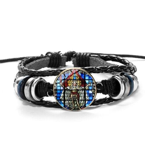 WWJD Archangel St.Michael Leather BraceletBraceletStyle 9