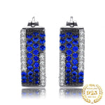 Fashion Created Blue Sapphire Stud Earrings - 925 Sterling SilverEarrings