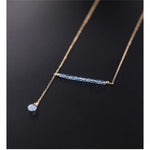 14K Gold Unique Water Drop Design Sky Blue Topaz NecklaceNecklace