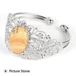 Coffee Onyx Labradorite Oval Gemstone Open BangleBraceletPicture Stone