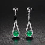 Emerald Crystal Drop Earrings - 925 Sterling SilverEarrings