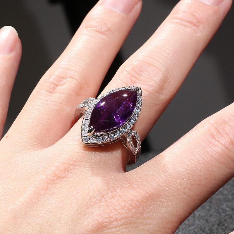 Glamorous Amethyst Zircon Ring - 925 Sterling SilverRing