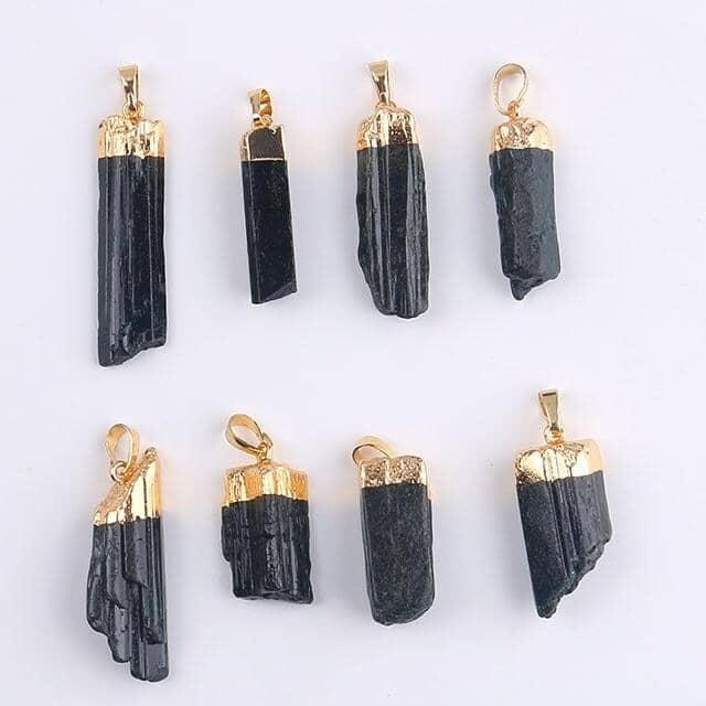 Natural Black Tourmaline NecklaceNecklaceGold