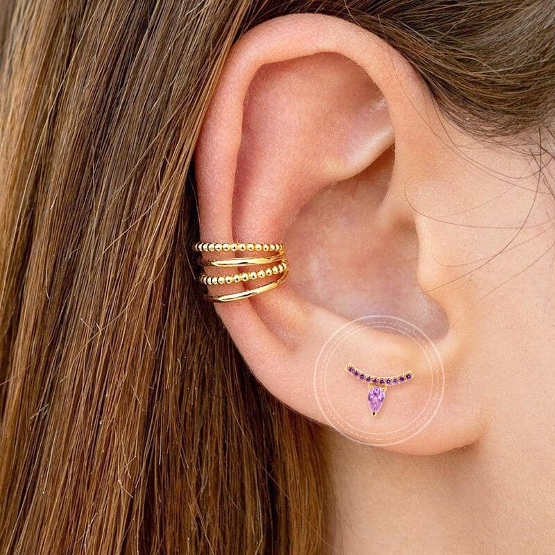Ear Needle Stud Earrings - 925 Sterling SilverEarrings