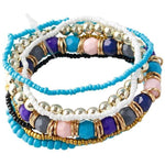 Bohemia Beads Beaded Multi Strand Stretch BraceletBraceletLight Blue16.5cm