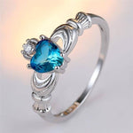 Heart Aquamarine and Crystal RingRing11