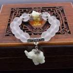 Buddhist Crystal Elephant BraceletsNecklacePlatinum Plated