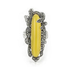 Amber Sterling Silver Ring S925 Fine Jewelry - ResizeableRing