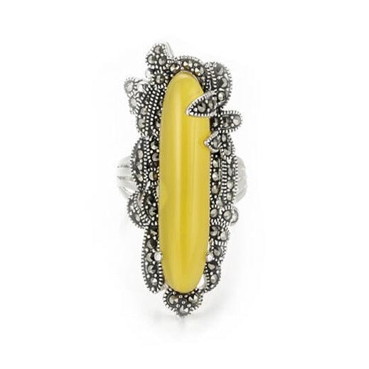 Amber Sterling Silver Ring S925 Fine Jewelry - ResizeableRing