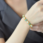 Ancient Gold Hetian Jade Lotus Bracelet - S925Bracelet