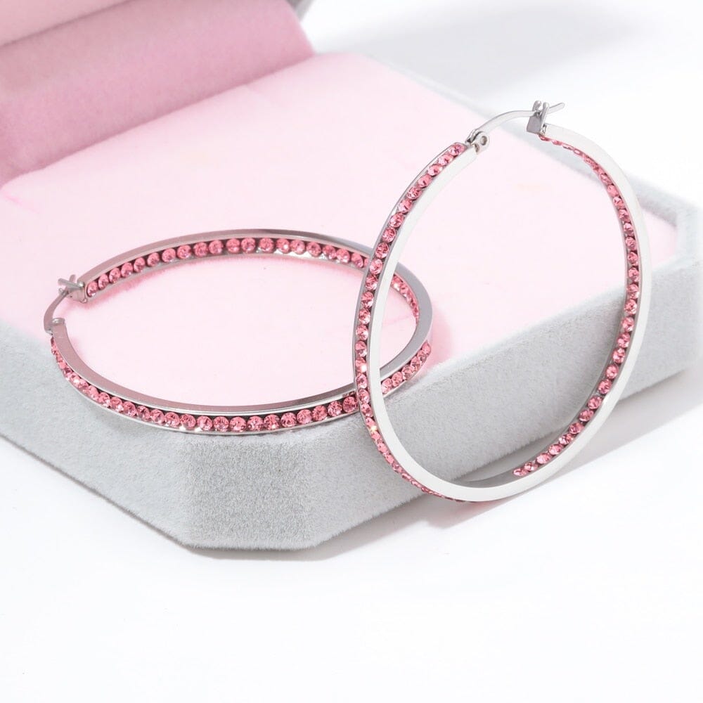 Crystal Stone Hoop EarringsEarrings