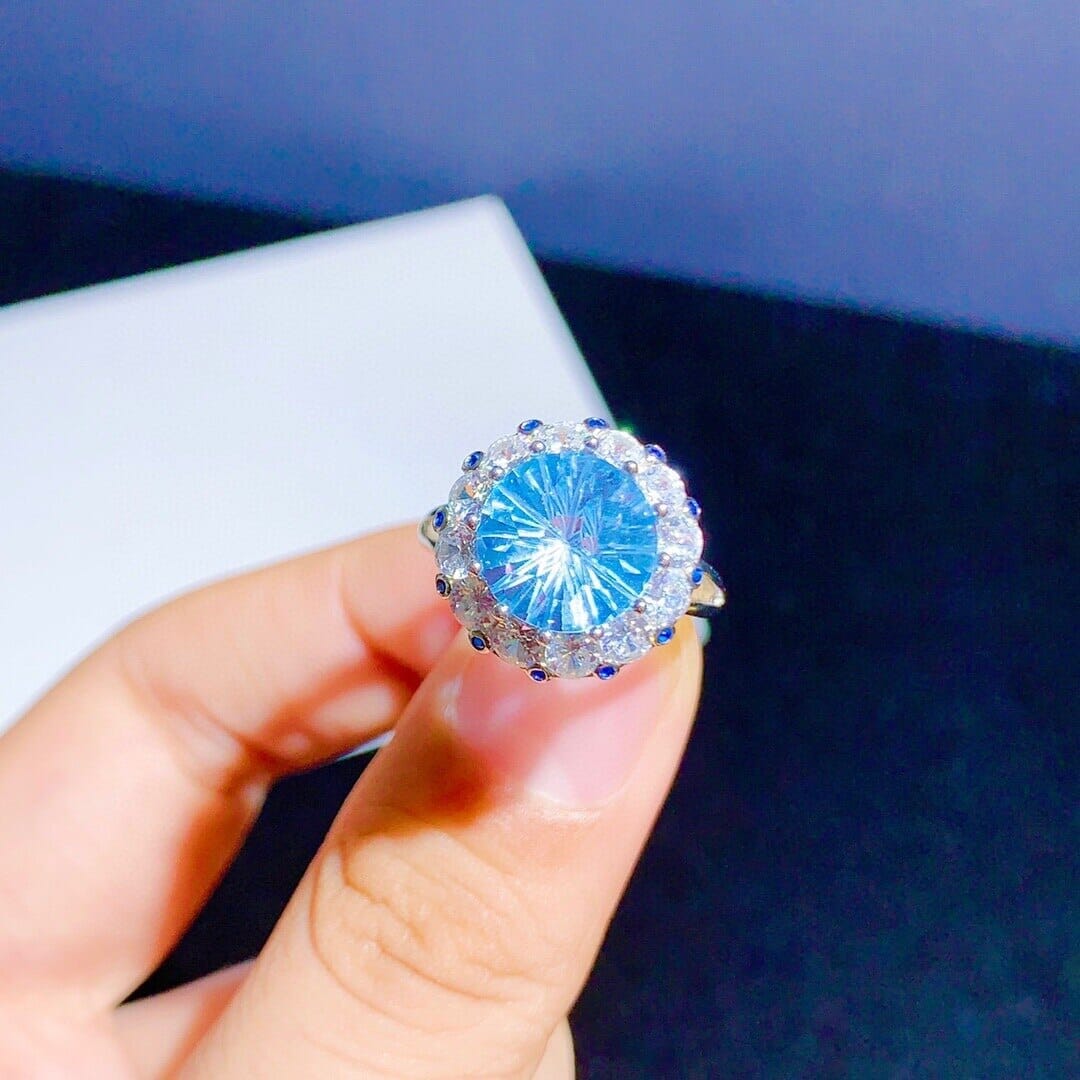 5 Carat Natural Sky Blue CZ Topaz RingRing