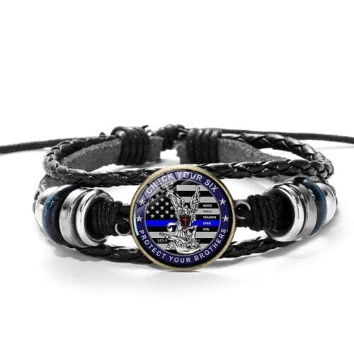 WWJD Archangel St.Michael Leather BraceletBraceletStyle 8