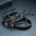 4Pcs/Set Braided Wrap Leather Bracelets for MenBracelet