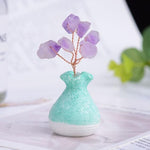 Natural Amethyst Lucky Tree OrnamentHome DecorLight Green