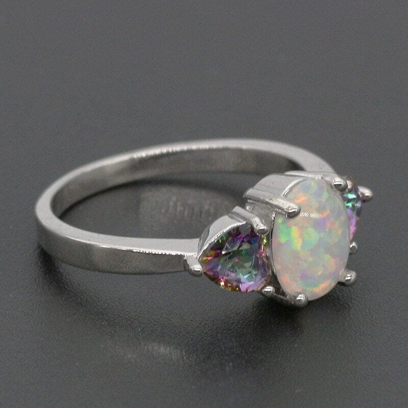 White Fire Opal Mystic Topaz RingRing