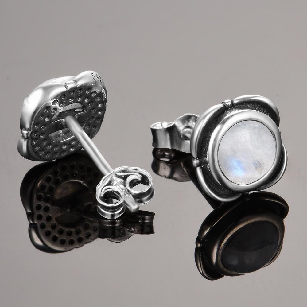 Natural Moonstone Stud Earrings - 925 Sterling SilverEarrings