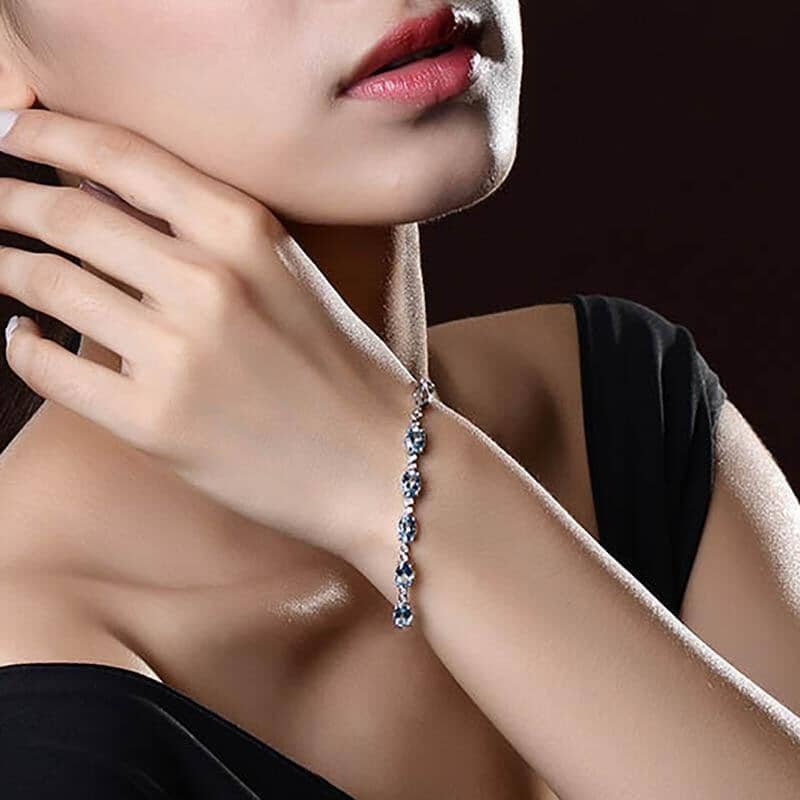 Sterling Silver Blue Topaz Charm BraceletBracelet