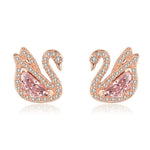 Swan Crystal Stone Stud EarringsEarringsrose gold earrings