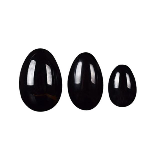 Natural Obsidian Yoni Egg Set With WandYoni Eggs