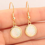 White & Green Fire Opal Yellow Gold & Silver Engagement EarringsEarrings