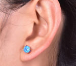 Blue & White Fire Opal Stud EarringsEarrings