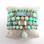 Charms 5pc Bracelet Set Fashion Designer Amethyst StoneBracelet