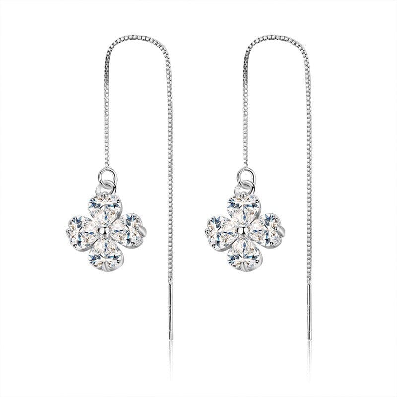 Exquisite Jade Clover Long Tassel Earrings - 925 Sterling SilverEarrings3