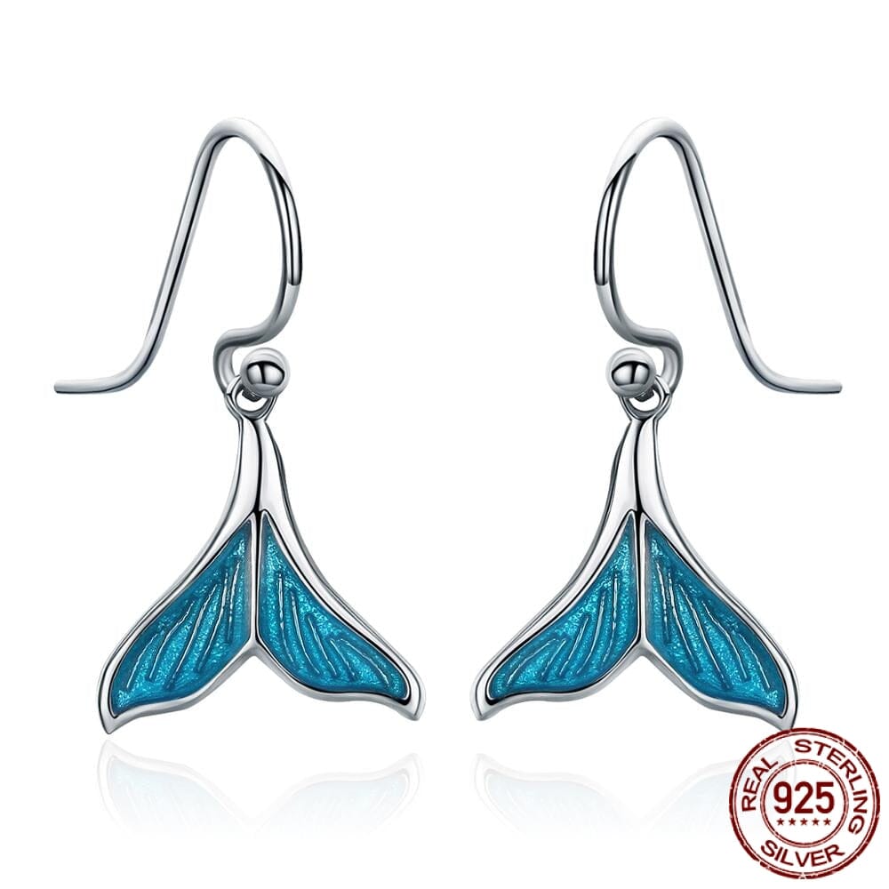 Blue Fire Opal Silver Mermaid Dangle EarringsEarrings