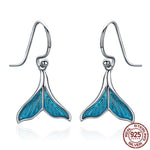 Blue Fire Opal Silver Mermaid Dangle EarringsEarrings