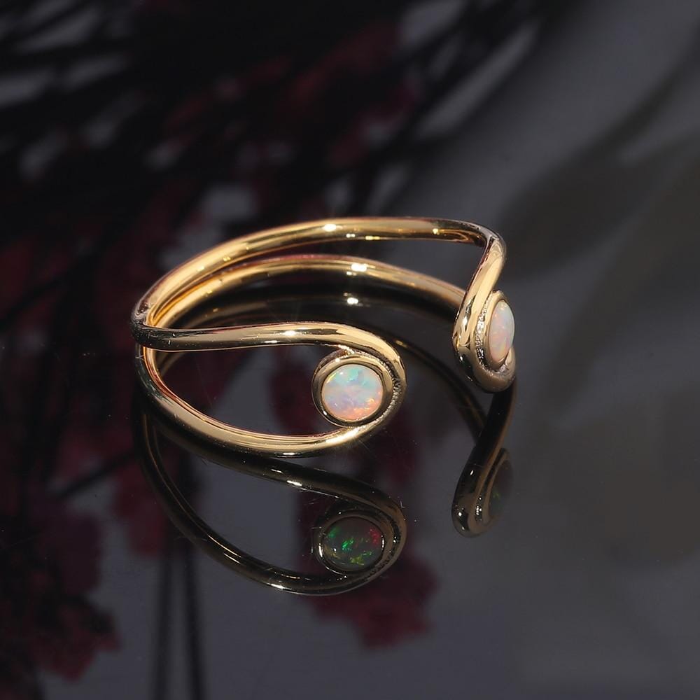 Minimalist White Fire Opal Adjustable RingRing