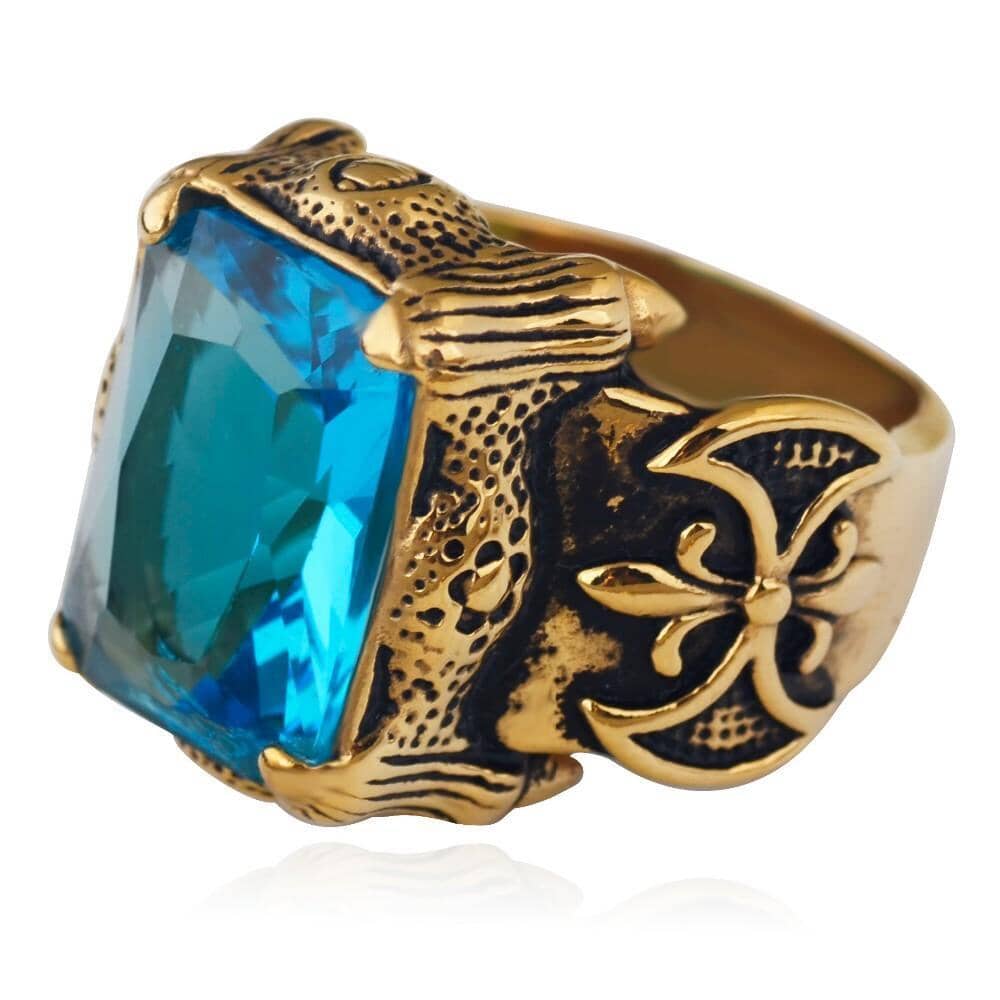 Aquamarine Gold Vintage Men RingRing