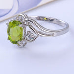 6*8mm Oval Green Gemstone Natural Peridot Ring - 925 Sterling SilverRing