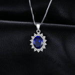 Blue Sapphire Kate Middleton Crown Pendant Necklace - 925 Sterling SilverNecklace