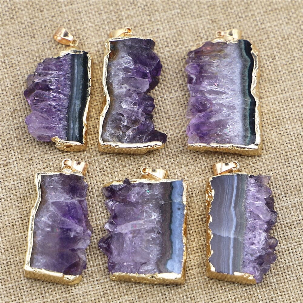 Natural Stone Amethysts Raw Slab Geode PendantPendant