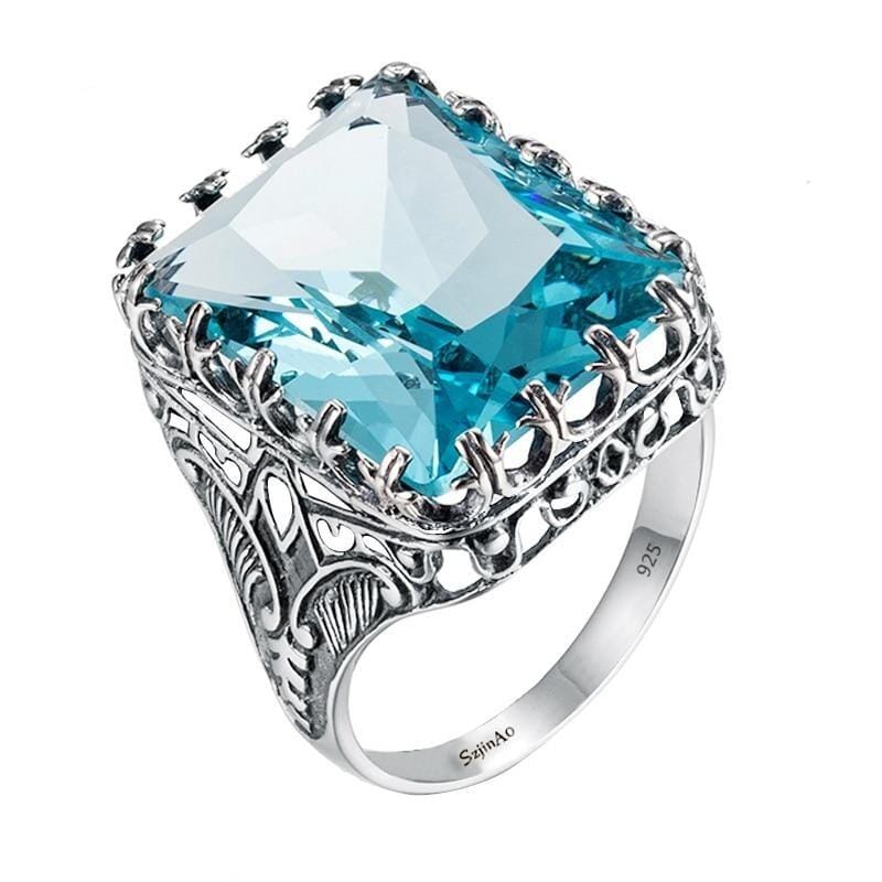 Unique Vintage Aquamarine Ring - 925 Sterling SilverRing6
