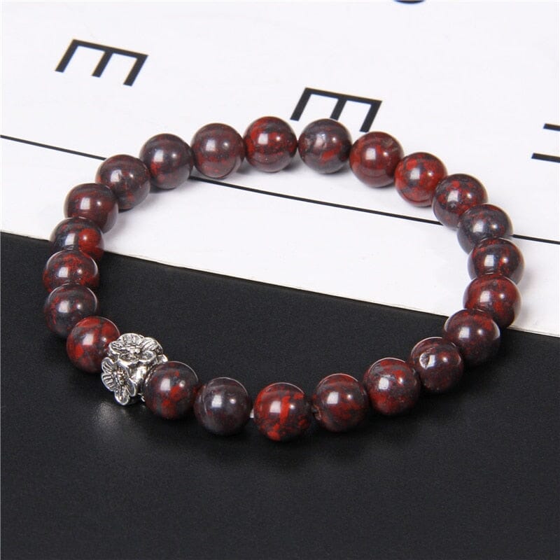 Flower Charm Bloodstone Beaded BraceletBracelet