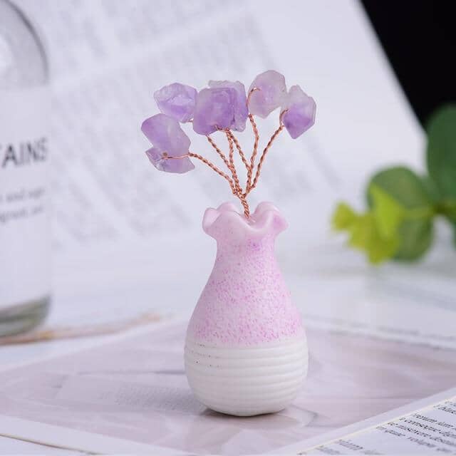 Natural Amethyst Lucky Tree OrnamentHome DecorPlum